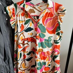 Umgee Multicolor Abstract Dress Size L fits like XL